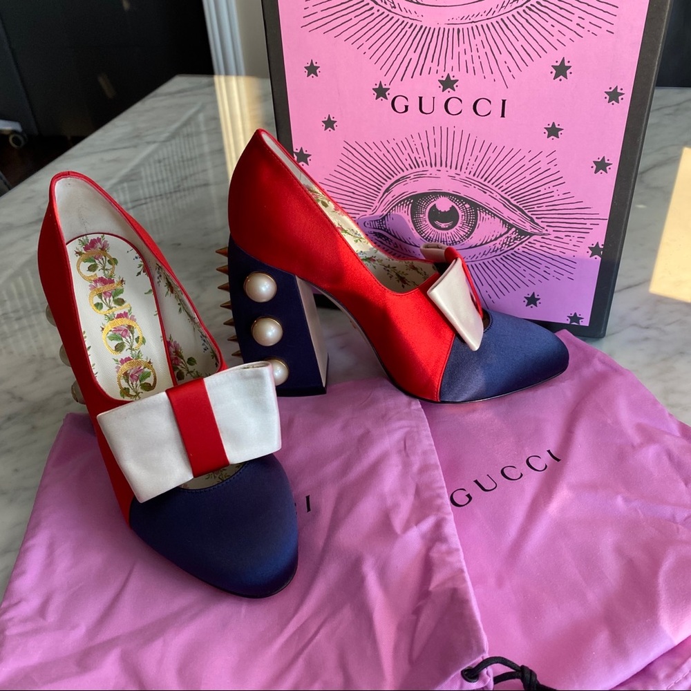 ❌SOLD❌Gucci Luna Colorblock Bow 110mm Pump - Picture 3 of 8